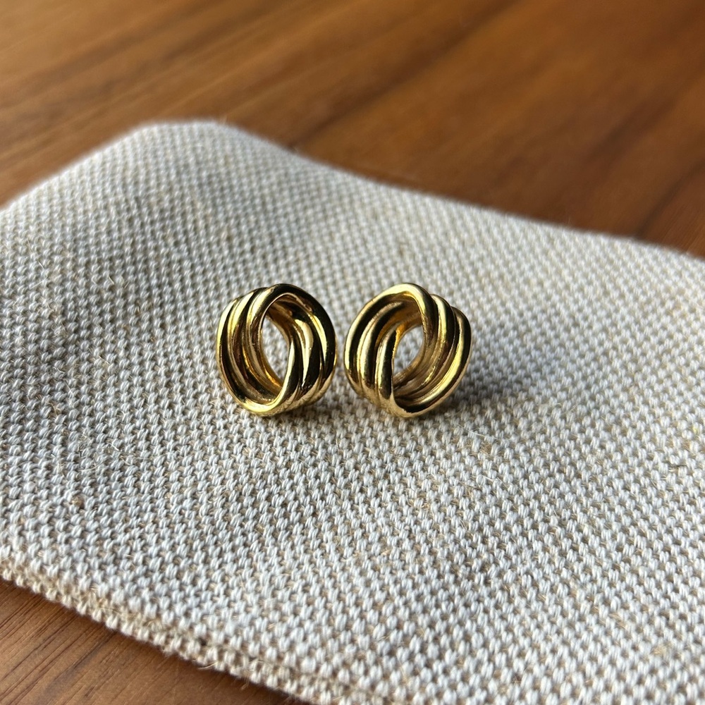 Monet golden triple circle earrings